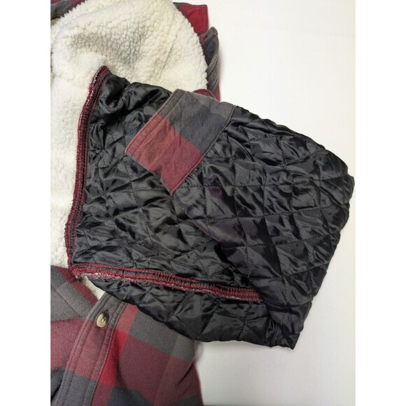 Red Head Mens Sherpa Lined Flannel Shirt Jacket XL Red Gray Check - Picture 9 of 12